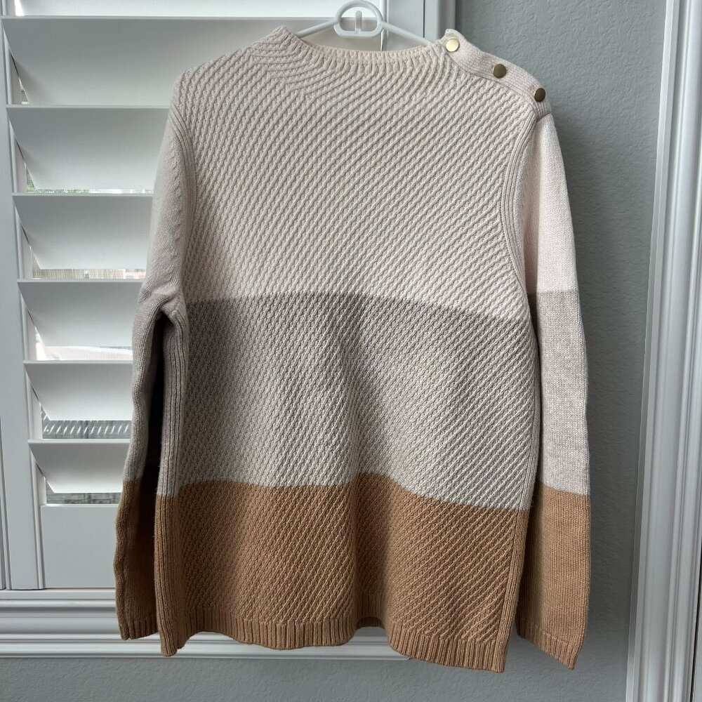Talbots Color Block Sweater — Tan, Brown & Light Pink